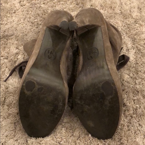 ASH Honey Suede Leather Lace Up Heeled Bootie - Picture 4 of 8